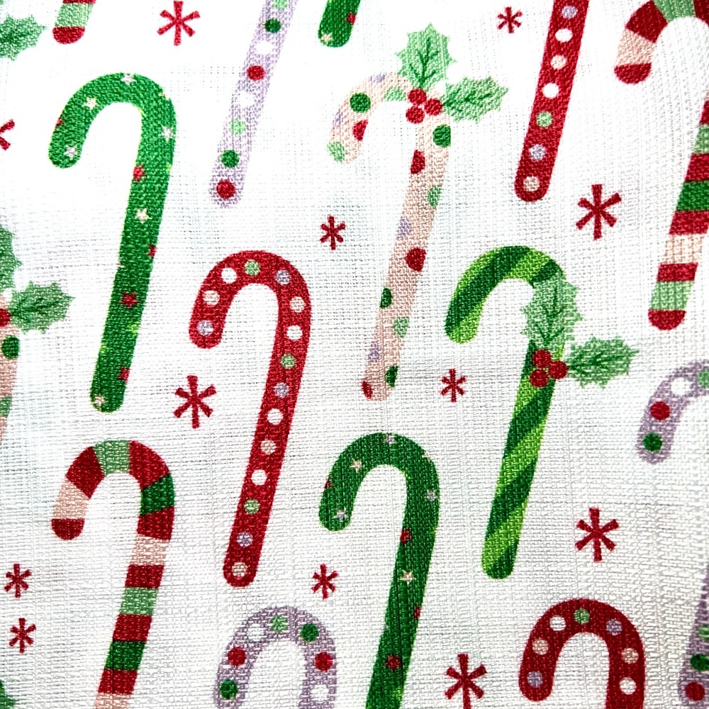 Christmas Fabric Candy Cane Shower Curtain Textured Polka Dots & Stripes - Picture 2 of 8